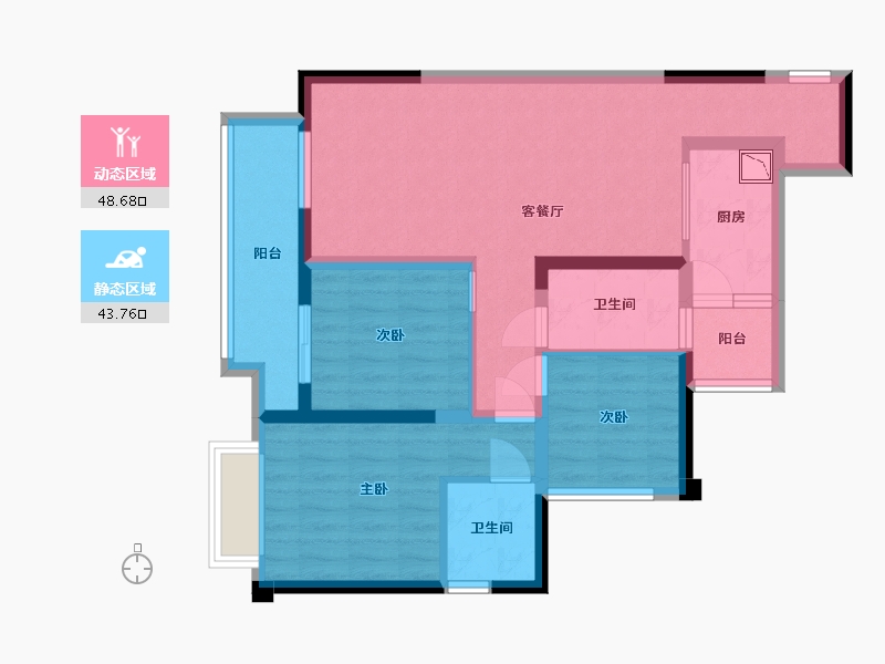 重庆-重庆市-龙湖春江天镜-81.01-户型库-动静分区