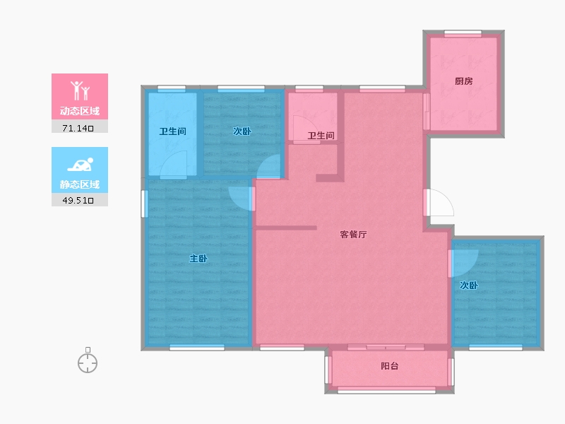 山东省-青岛市-港都香城-108.81-户型库-动静分区