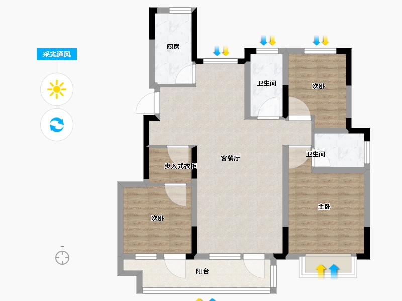 山东省-青岛市-城投南信天骄观澜-94.40-户型库-采光通风