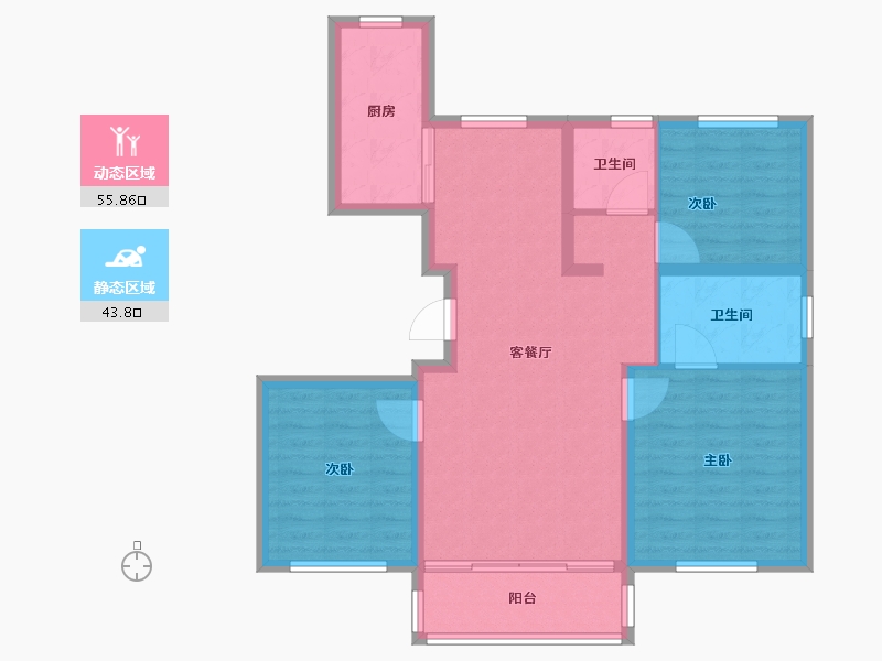 山东省-青岛市-港都香城-89.60-户型库-动静分区