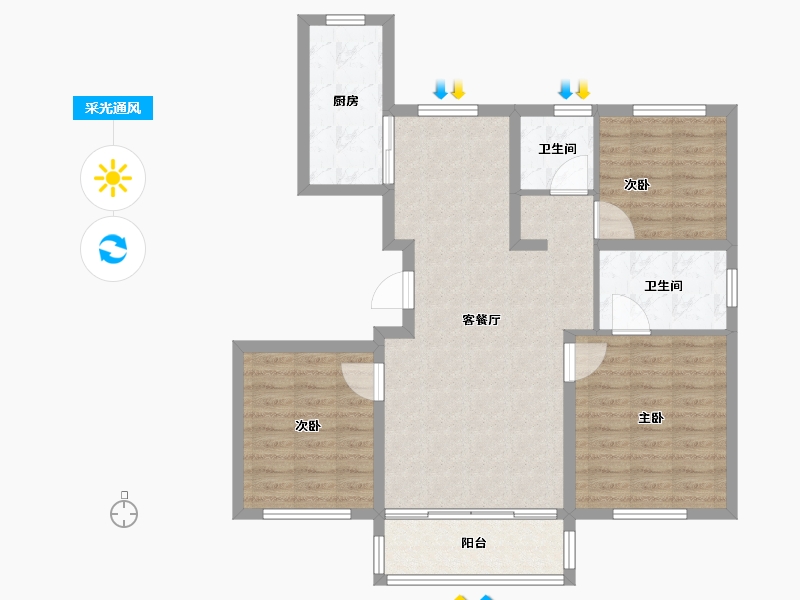 山东省-青岛市-港都香城-89.60-户型库-采光通风