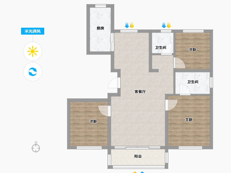 山东省-青岛市-港都香城-88.00-户型库-采光通风