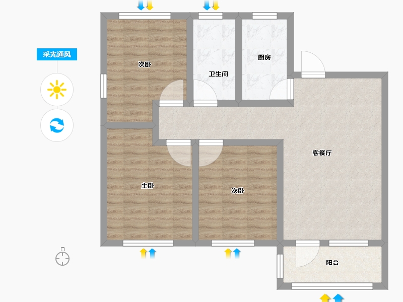 山东省-青岛市-港都香城-84.01-户型库-采光通风