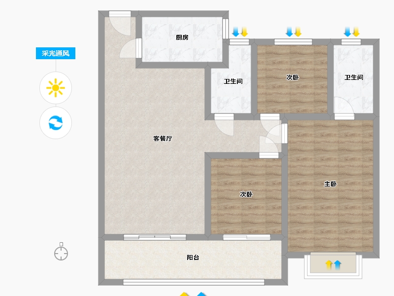 山东省-菏泽市-将军苑-96.00-户型库-采光通风