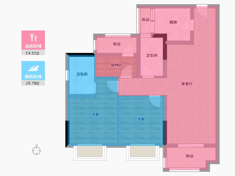 广东省-中山市-合景招商・映月台-70.94-户型库-动静分区