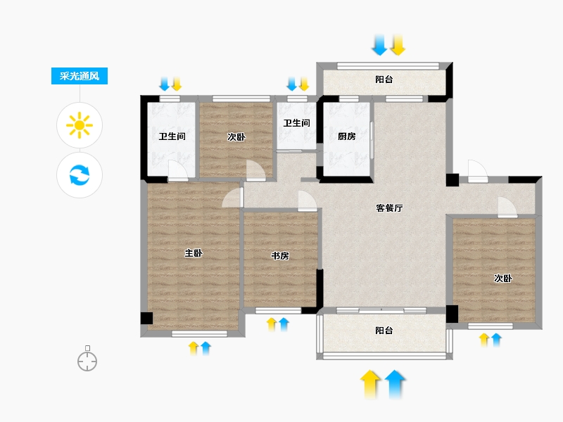 四川省-眉山市-碧桂园陵江府-114.41-户型库-采光通风