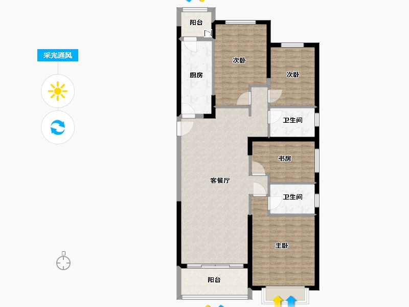 河北省-邯郸市-恒大绿洲-119.12-户型库-采光通风