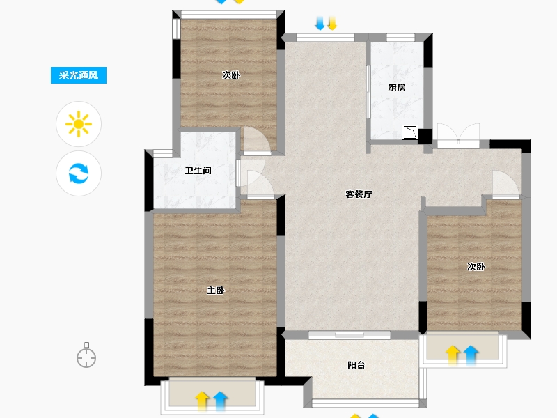 安徽省-合肥市-保利柏林之春-88.96-户型库-采光通风