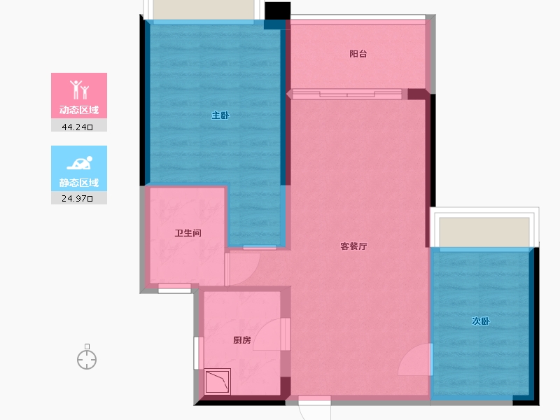 辽宁省-沈阳市-雅居乐清水湾-61.64-户型库-动静分区