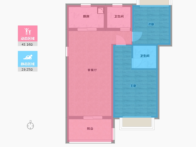 辽宁省-沈阳市-雅居乐清水湾-63.96-户型库-动静分区