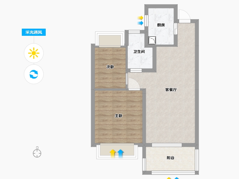 辽宁省-沈阳市-雅居乐清水湾-56.71-户型库-采光通风