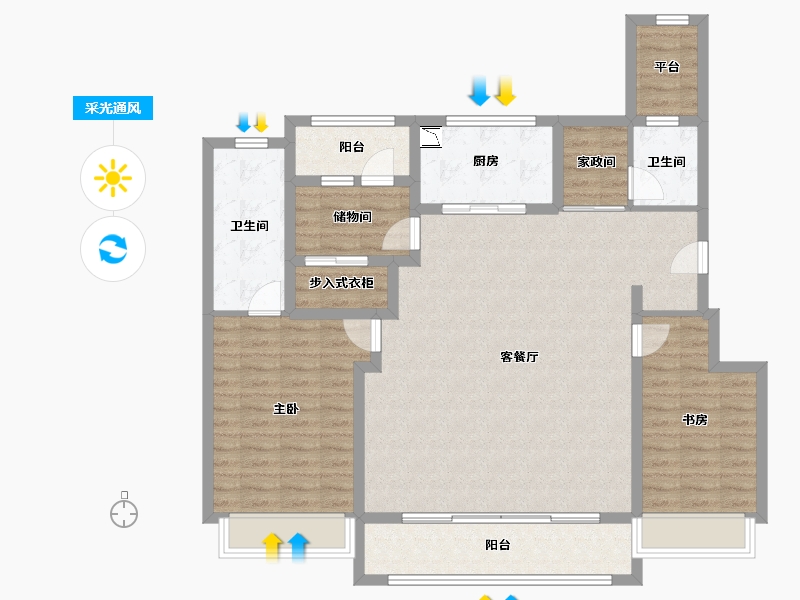 浙江省-宁波市-万科未来之光-118.18-户型库-采光通风