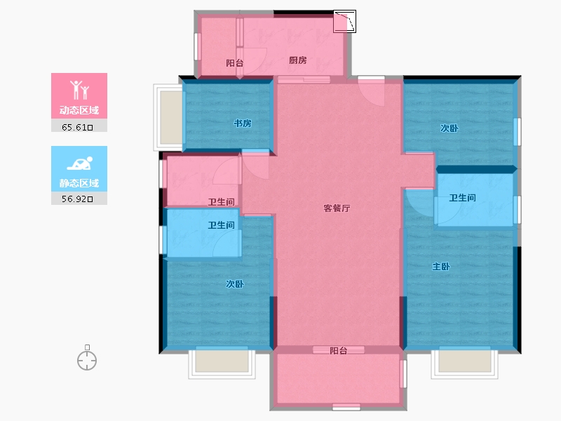 广东省-清远市-碧桂园山湖城御景湾-110.00-户型库-动静分区