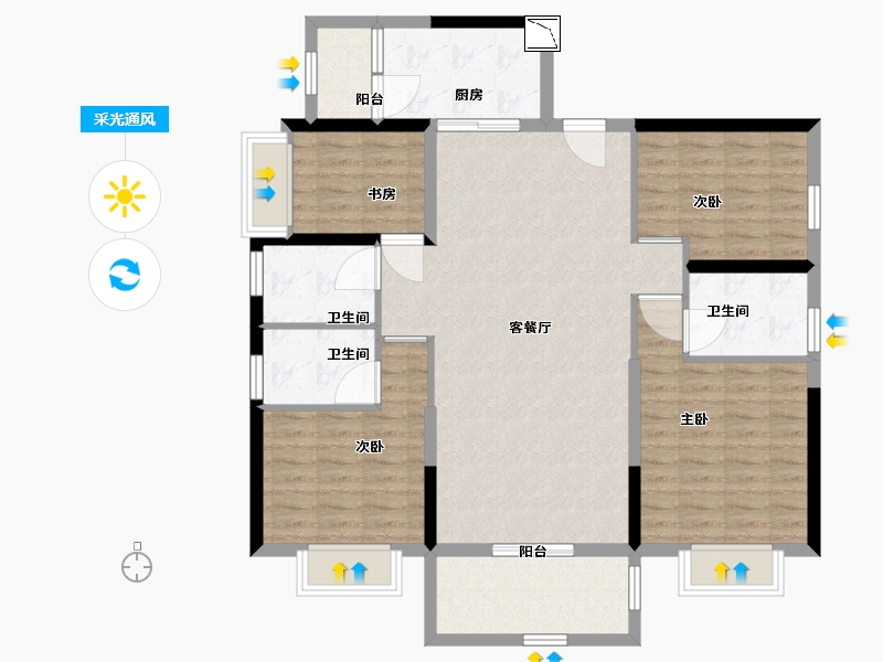 广东省-清远市-碧桂园山湖城御景湾-110.00-户型库-采光通风