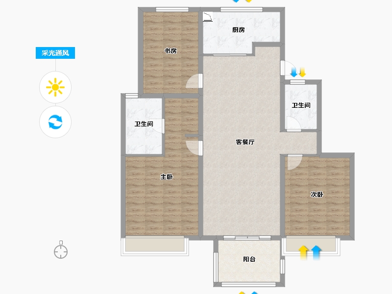 江苏省-扬州市-中集紫金文昌-120.00-户型库-采光通风