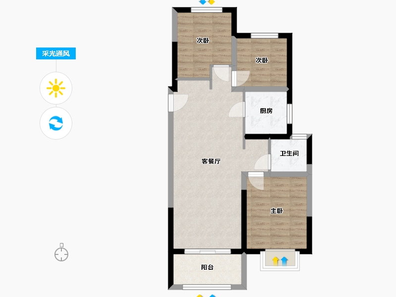 山西省-太原市-红星天铂-72.40-户型库-采光通风