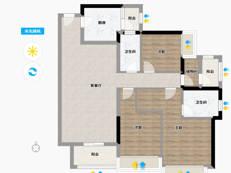 广东省-中山市-合景招商・映月台-91.71-户型库-采光通风