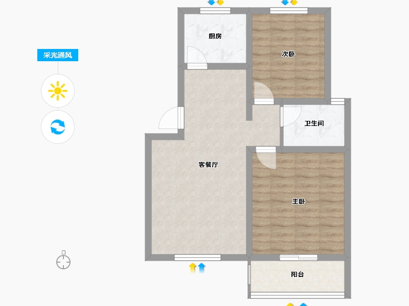 安徽省-黄山市-书香雅苑-65.38-户型库-采光通风