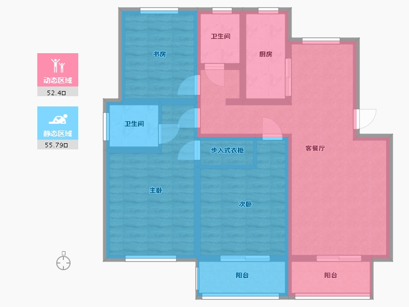 安徽省-黄山市-书香雅苑-95.30-户型库-动静分区