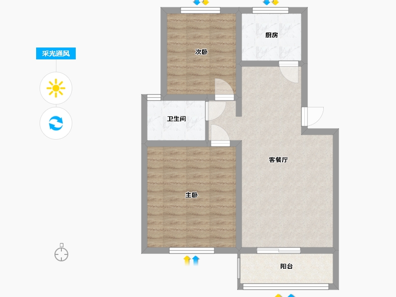 安徽省-黄山市-书香雅苑-66.29-户型库-采光通风