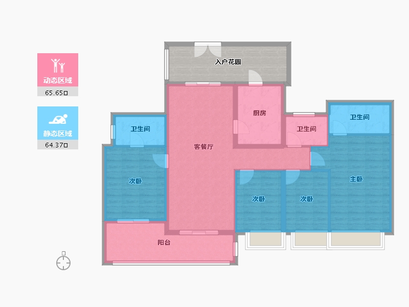 广东省-中山市-奕翠园-131.08-户型库-动静分区