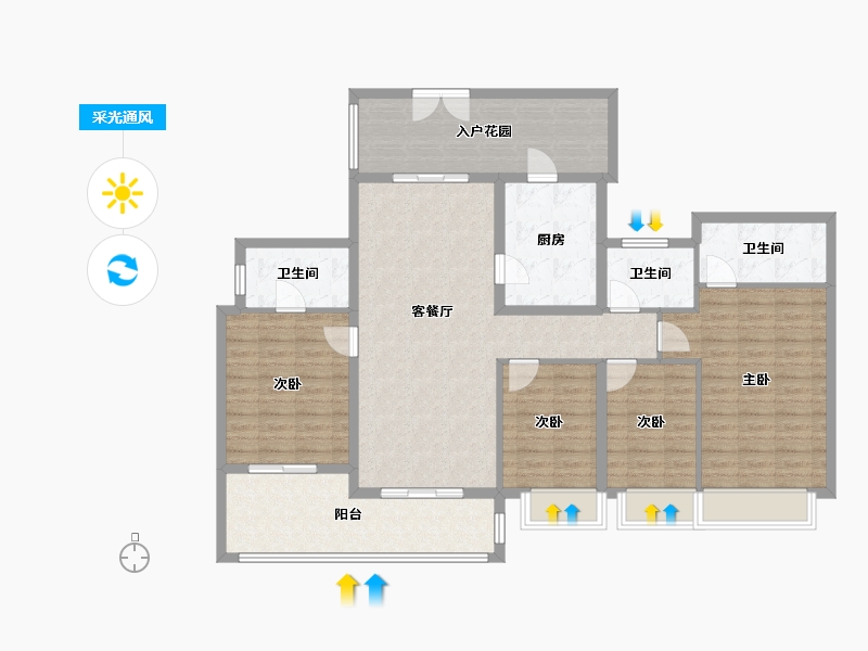 广东省-中山市-奕翠园-131.08-户型库-采光通风