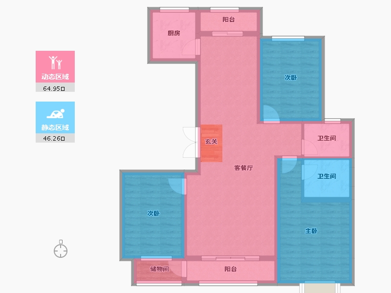 宁夏回族自治区-银川市-凤凰华府-98.86-户型库-动静分区