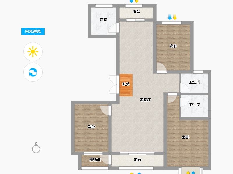 宁夏回族自治区-银川市-凤凰华府-98.86-户型库-采光通风