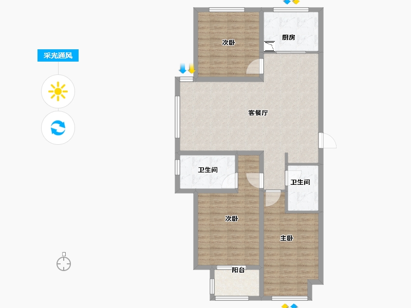 山东省-青岛市-河岸首府-103.20-户型库-采光通风