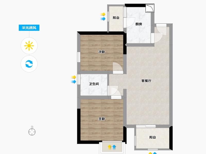 四川省-成都市-和成峰景道5号-58.44-户型库-采光通风