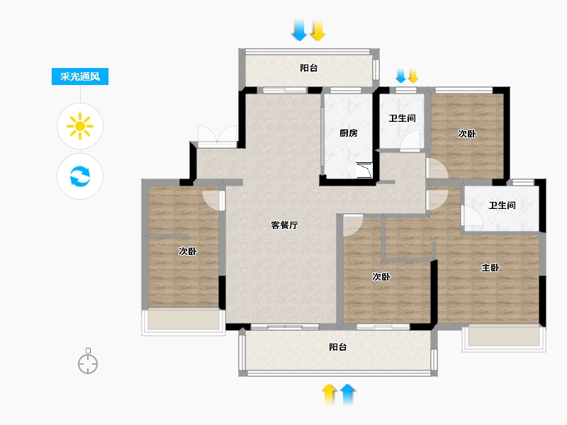 四川省-成都市-高投新悦府-126.95-户型库-采光通风