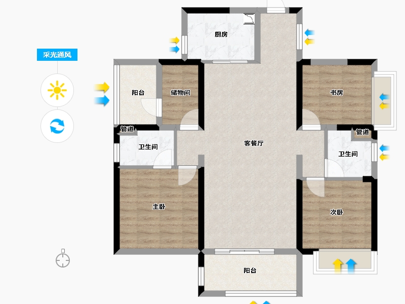 湖南省-株洲市-金轮津桥华府-94.93-户型库-采光通风