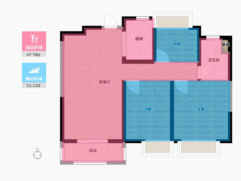 江苏省-南京市-禹洲金陵朗廷-70.40-户型库-动静分区