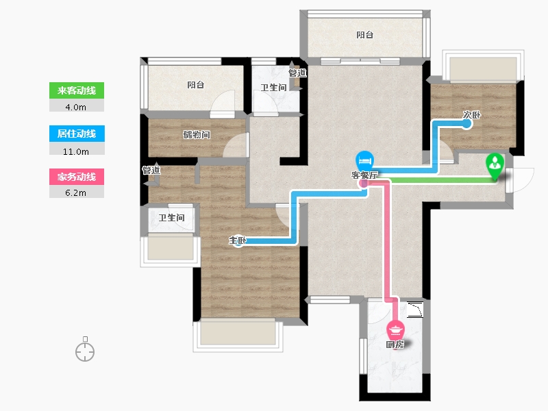 湖南省-株洲市-金轮津桥华府-79.38-户型库-动静线