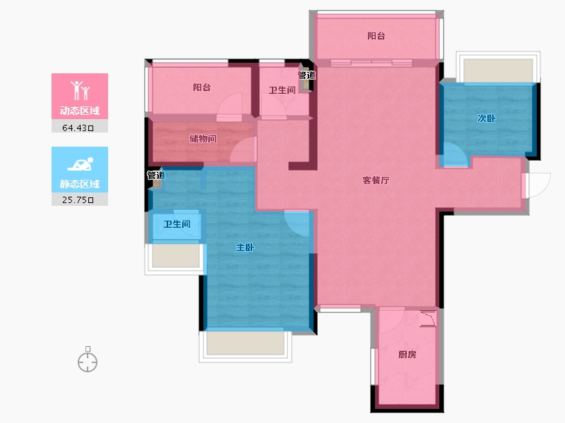 湖南省-株洲市-金轮津桥华府-79.38-户型库-动静分区