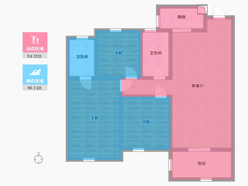 湖北省-黄冈市-黄梅县东方阳光城-93.55-户型库-动静分区