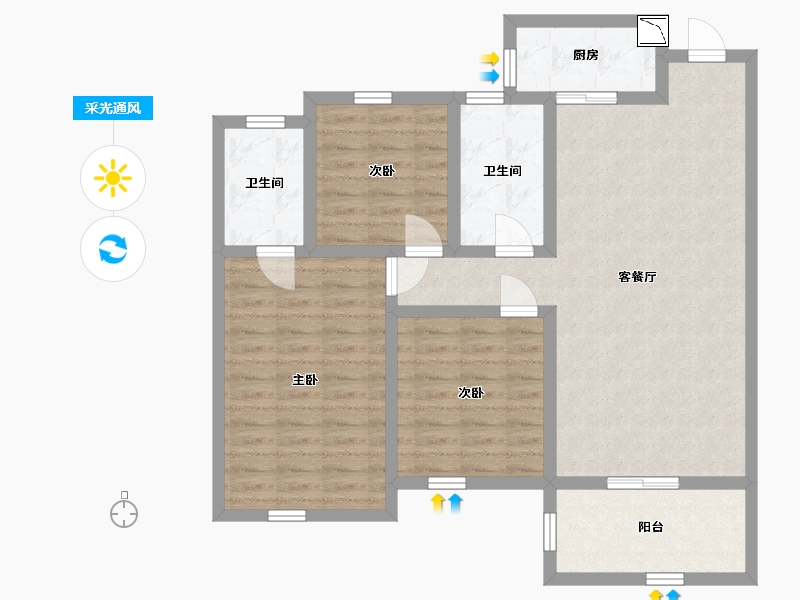 湖北省-黄冈市-黄梅县东方阳光城-93.55-户型库-采光通风