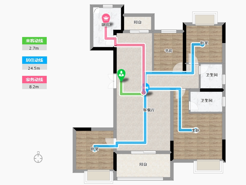 湖北省-武汉市-南益名士公馆-104.45-户型库-动静线