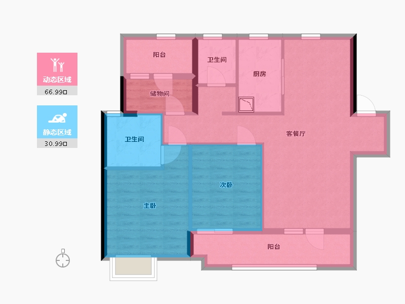 宁夏回族自治区-银川市-绿地城二期-87.36-户型库-动静分区