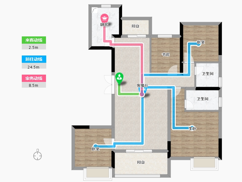 湖北省-武汉市-南益名士公馆-102.84-户型库-动静线