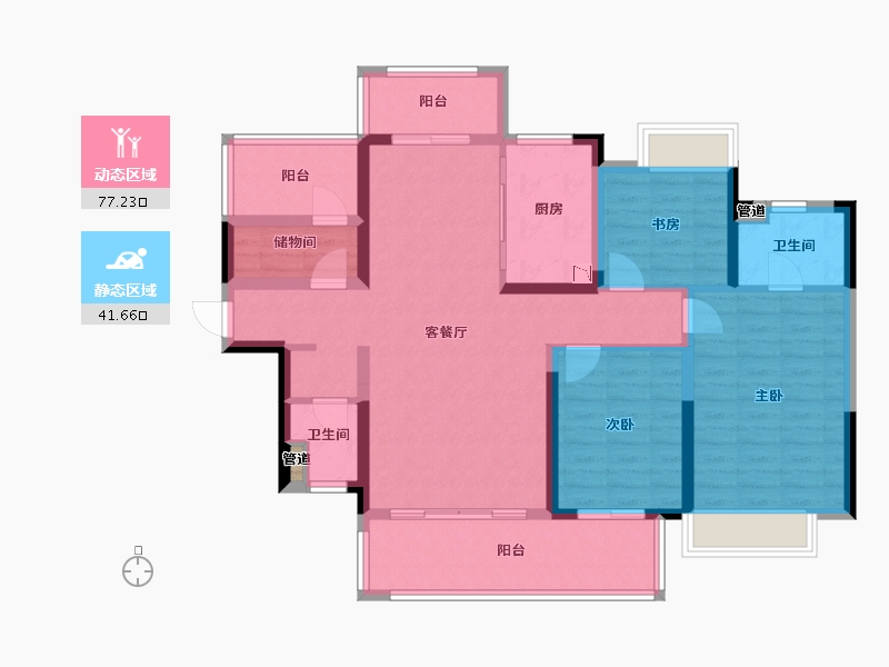 湖南省-株洲市-金轮津桥华府-105.93-户型库-动静分区