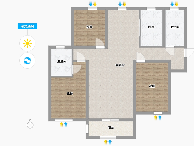 河北省-唐山市-梧桐大道-97.36-户型库-采光通风