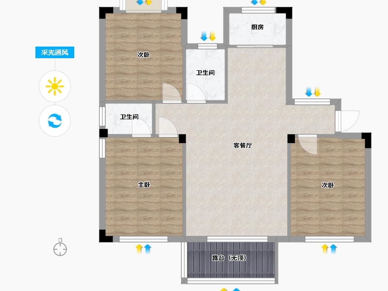 安徽省-黄山市-博瑞状元首府-88.00-户型库-采光通风