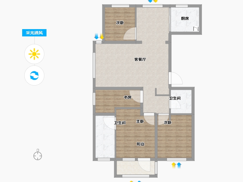 山东省-青岛市-河岸首府-109.60-户型库-采光通风