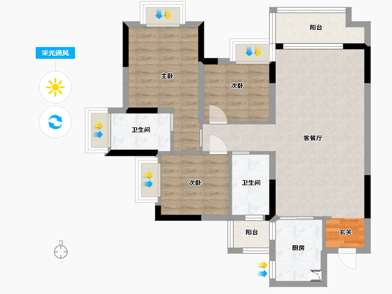 广东省-清远市-新力翡翠湾-80.80-户型库-采光通风