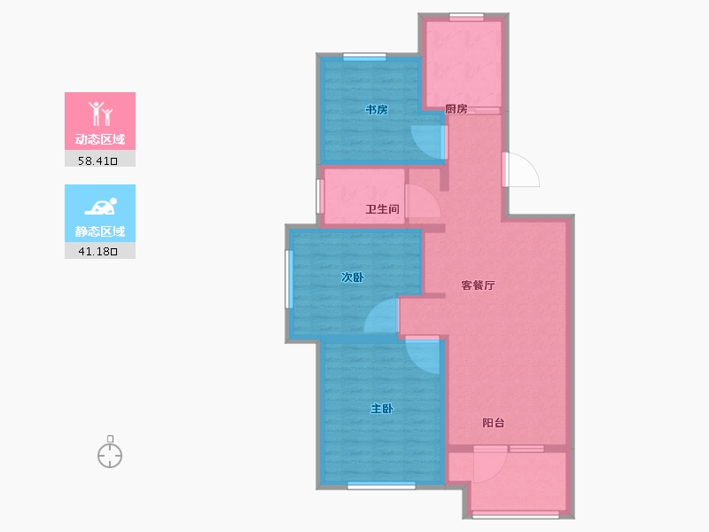 山东省-青岛市-仁洲观海-88.80-户型库-动静分区