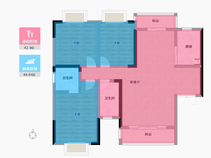 湖南省-株洲市-立三名邸-95.05-户型库-动静分区