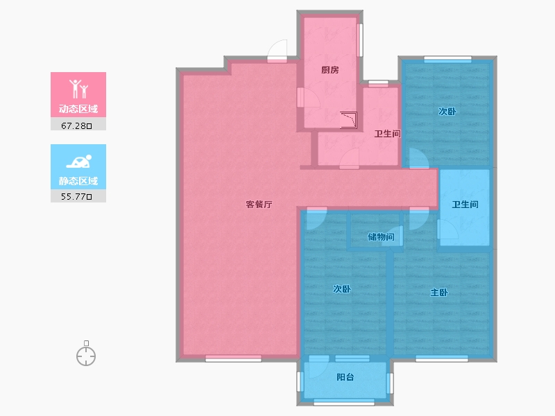 山东省-青岛市-河岸首府-109.60-户型库-动静分区