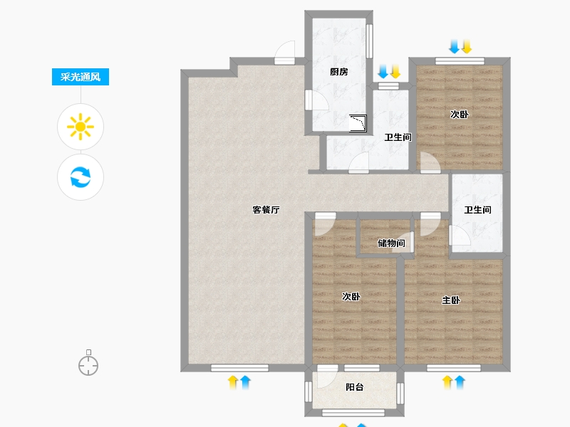 山东省-青岛市-河岸首府-109.60-户型库-采光通风