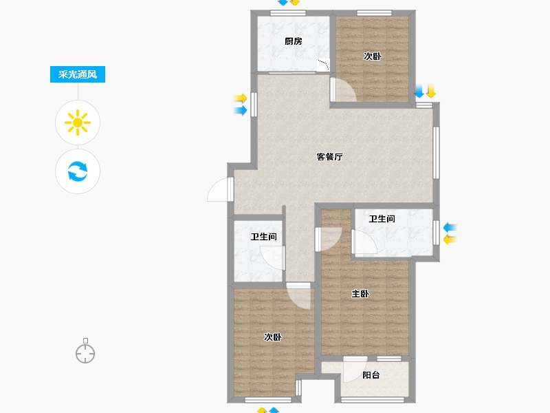 山东省-青岛市-河岸首府-108.00-户型库-采光通风